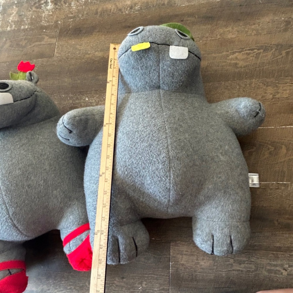 Vintage 1999 Crocodile Creek George and Martha Hippo Plush Set 20 inch Grey - Picture 7 of 7